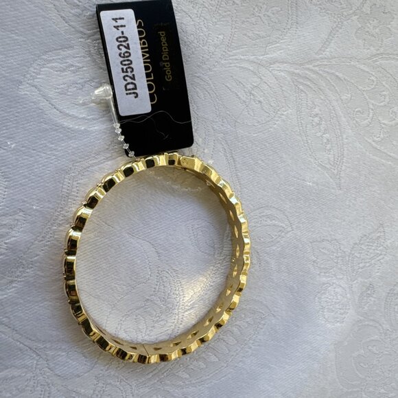 Columbia Stacked Bracelet Jewelry Goldtone Wide Chain Link Cuff Bangle NEW - Picture 9 of 11